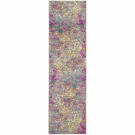 HOMEROOTS 2 x 10 ft. Yellow & Pink Coral Reef Runner Rug 385660